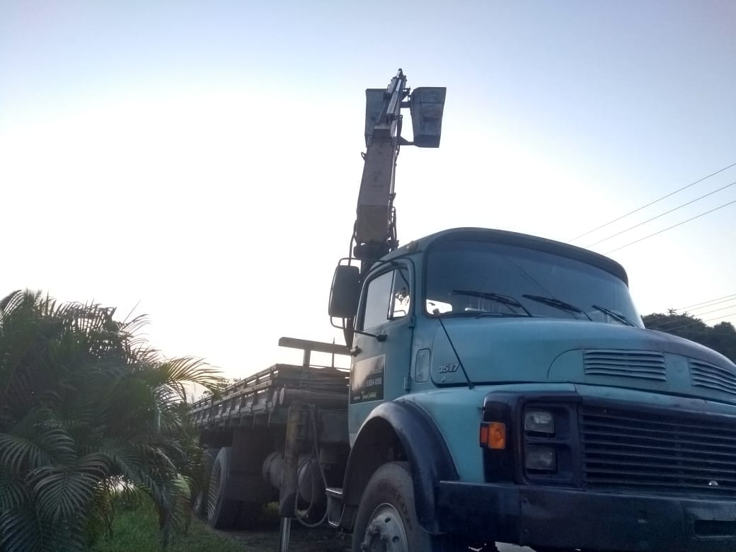 Foto de caminhão Munck transportando carga